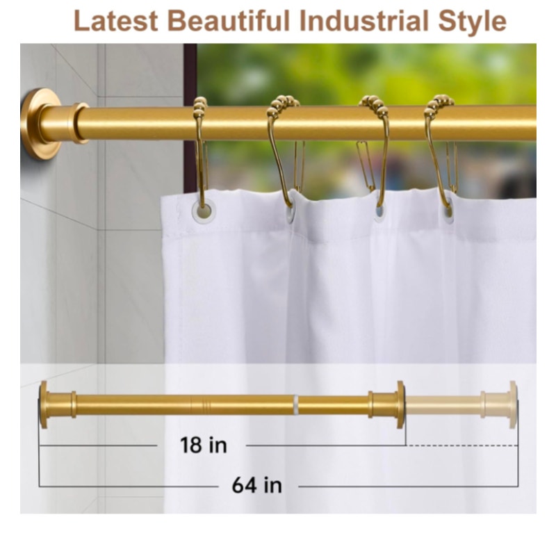Tension Shower Curtain Rod Adjustable 18-64 Inch