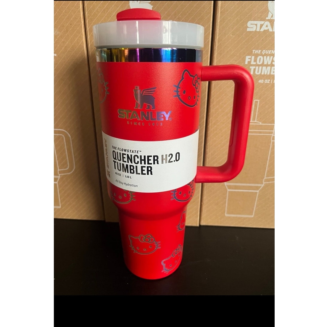 Stanley HELLO KITTY Quencher H2.0 40 oz Red Stainless Steel Tumbler, Lid, Straw