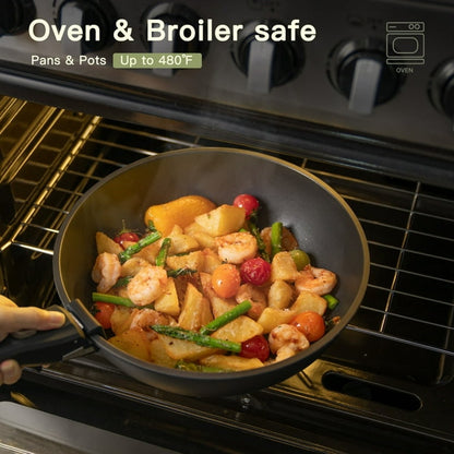 20-Piece Pots and Pans Set, Nonstick Cookware Set with Detachable Handles