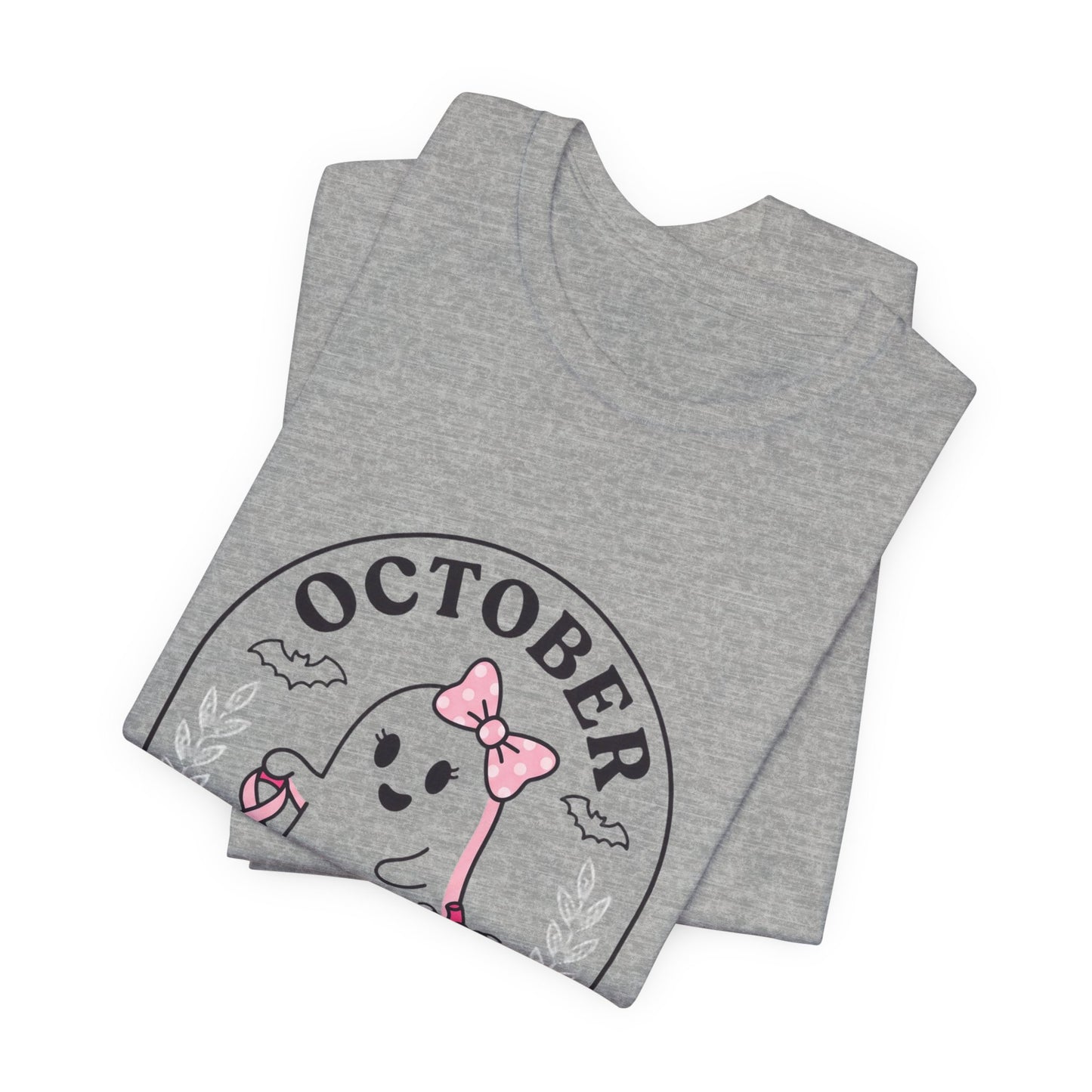 Pink Boo Crew Ghost Tee | Breast Cancer Awareness Ribbon, October Pink
