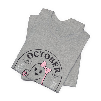 Pink Boo Crew Ghost Tee | Breast Cancer Awareness Ribbon, October Pink