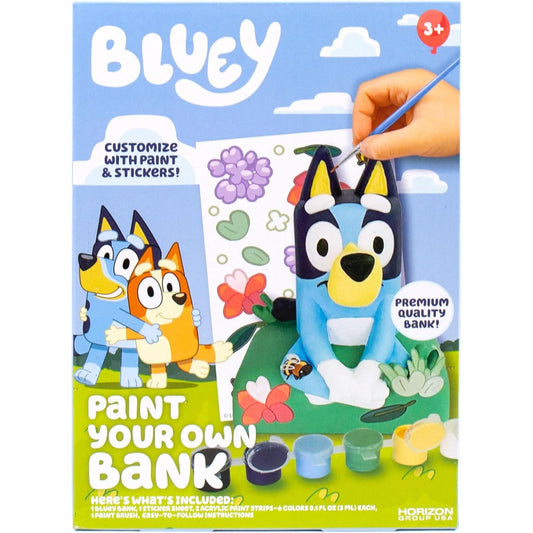 Bluey Paint Your Own Bank Includes 6 Paints Stickers Vinyl Piggy Bank for Kids