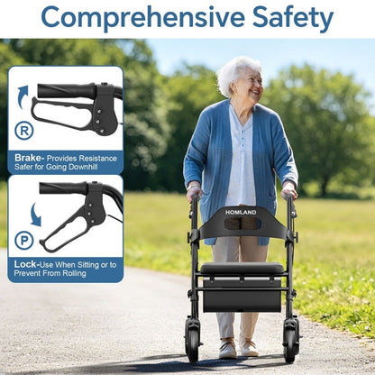 Foldable Rollator Walker with Seat