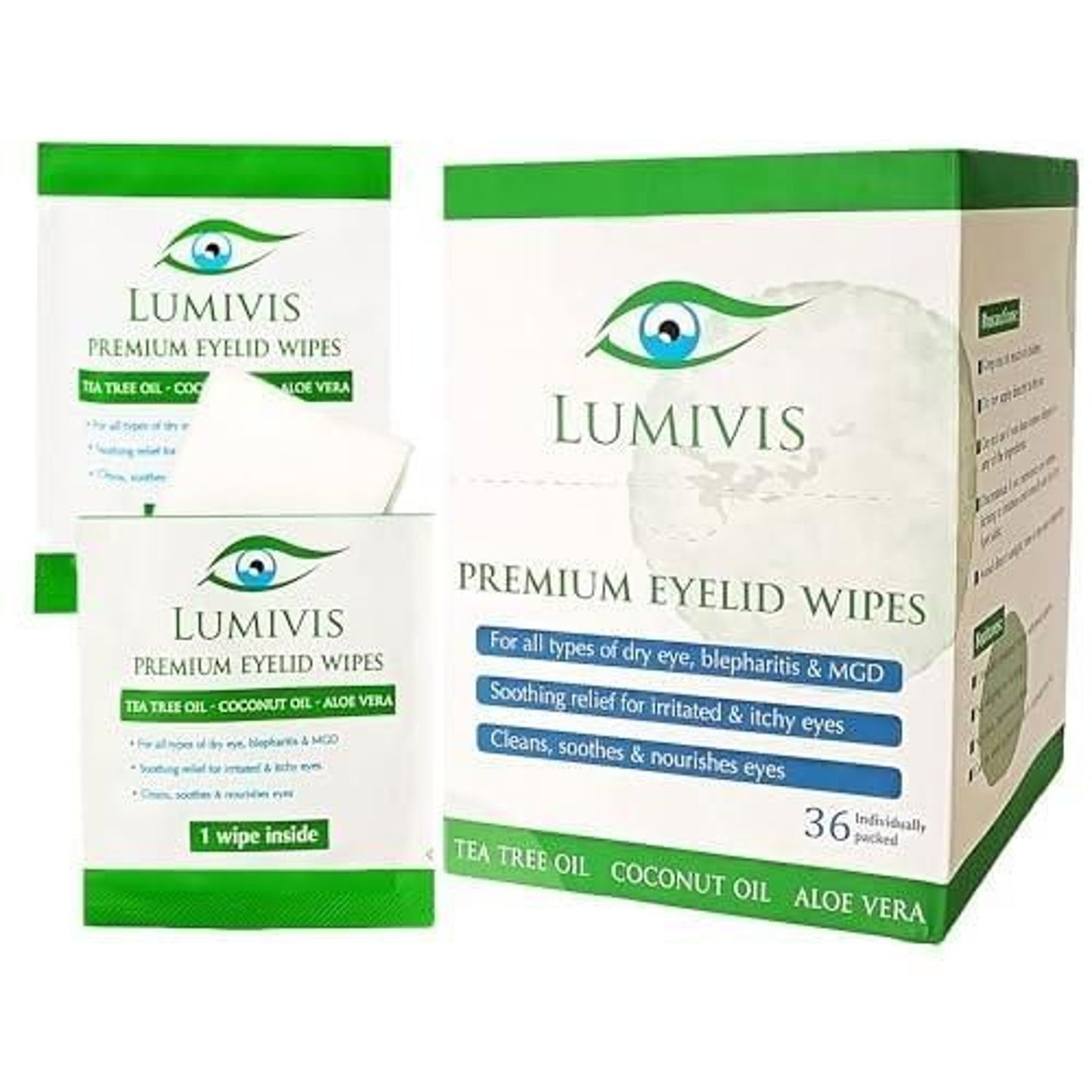 Lumivis Tea Tree Oil Eyelid Wipes – Gentle Daily Eye Care  36 Count
