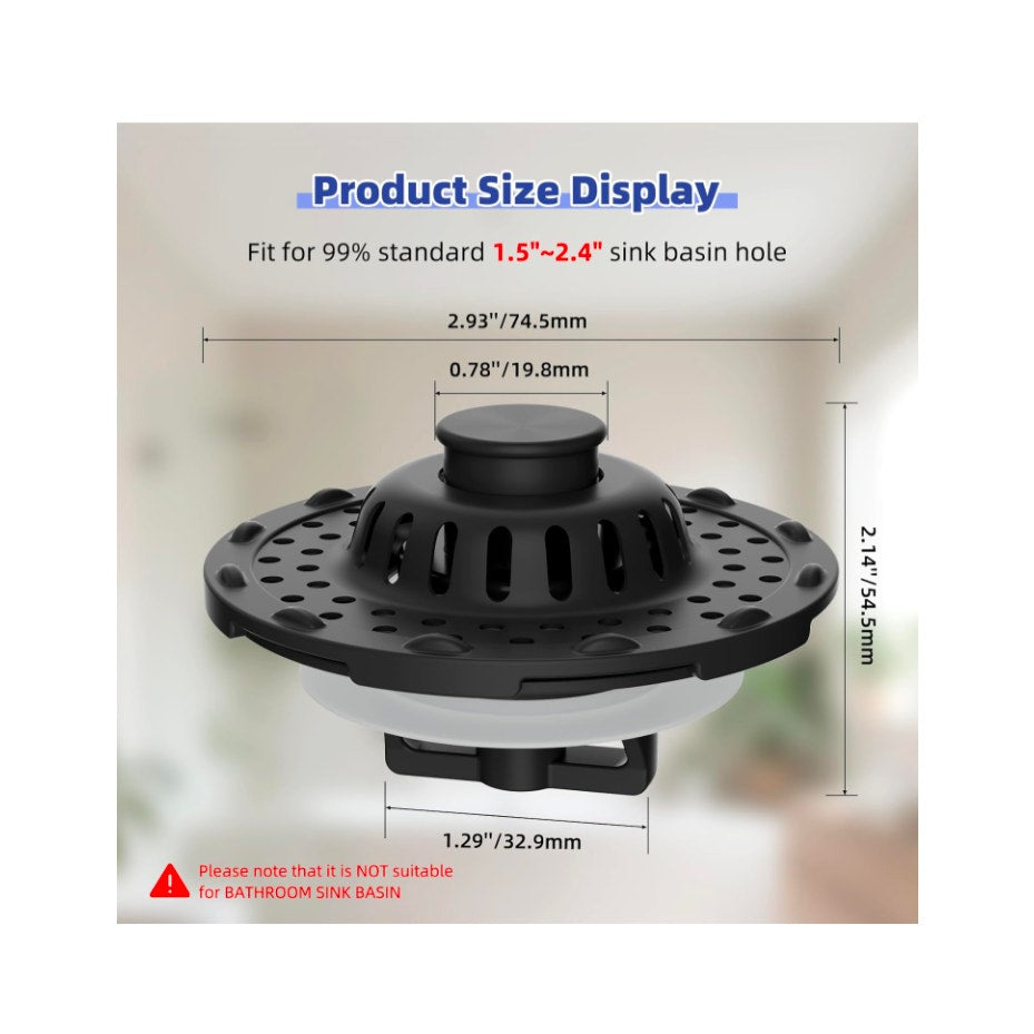 2PCS Universal Metal Bathtub Drain Stopper Top Hair Catcher, Matte Black