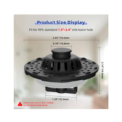 2PCS Universal Metal Bathtub Drain Stopper Top Hair Catcher, Matte Black