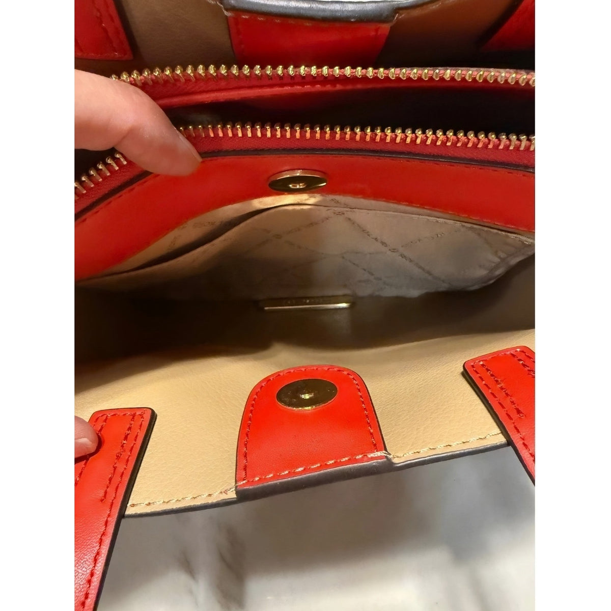 NEW Michael Kors Emilia Small Belted Satchel Red Pebbled Leather Crossbody Bag
