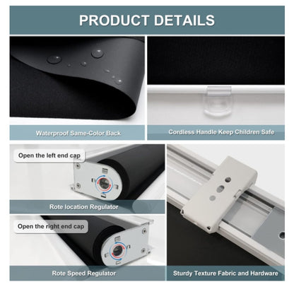 Blackout Cordless Roller Shade for Indoor Windows, 19"W x 72"H, Black