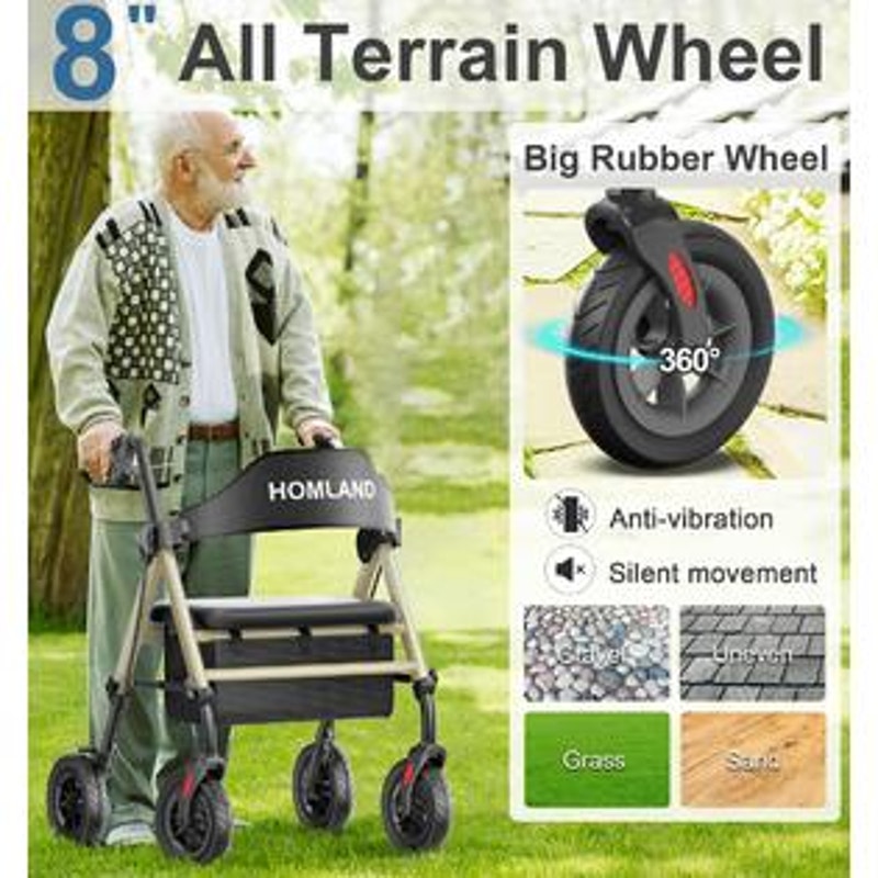 Foldable Rollator Walkers with Seat for Seniors