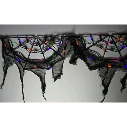 70" LED Lit Spider Webs with Gauze Halloween Decoration