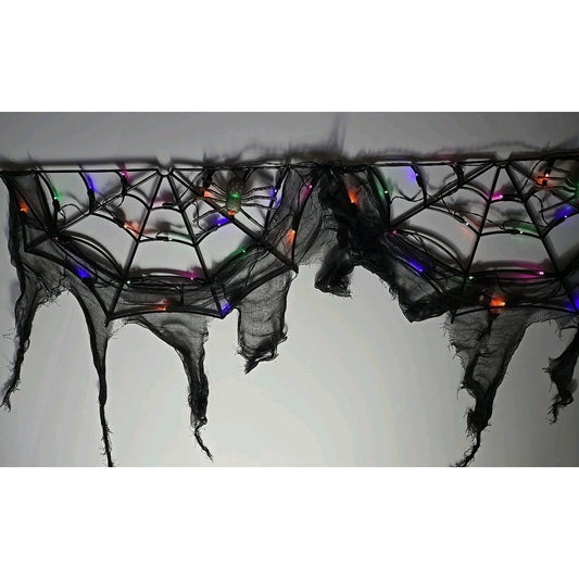 70" LED Lit Spider Webs with Gauze Halloween Decoration