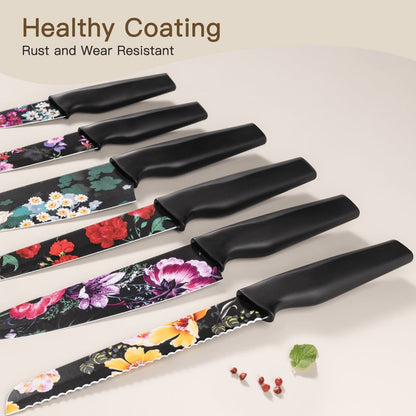 Astercook 6 Piece Flower Kitchen Knife Set