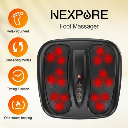 NEXPURE Foot Massager with Heat, Shiatsu Foot Massager with 3 Modes & Wireless Remote