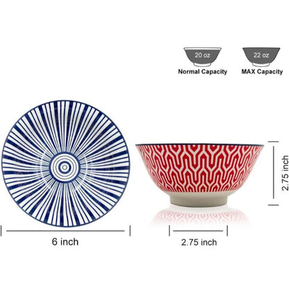 KitchenTour Ceramic Bowls Set - 20 oz Serving Bowls For Kitchen
