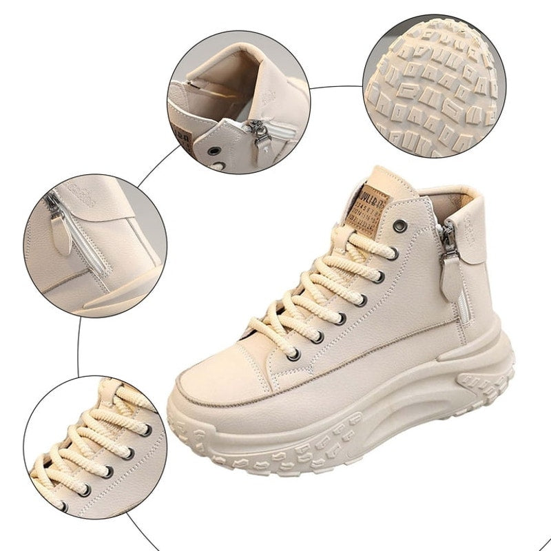 Women's Size 8 Chunky High Top Fashion Sneakers w/ Side Zipper Casual Platforms