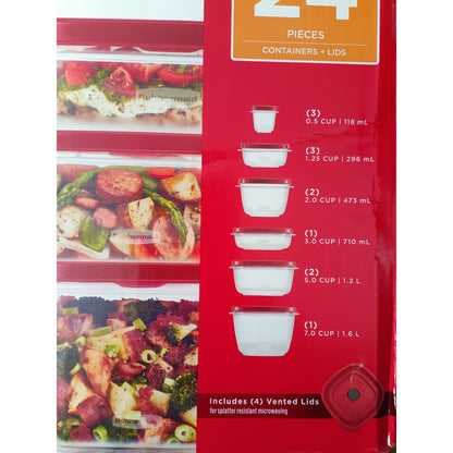 24 pc Rubbermaid Easy Find Lid Containers & 8 pc Stainless Container Set