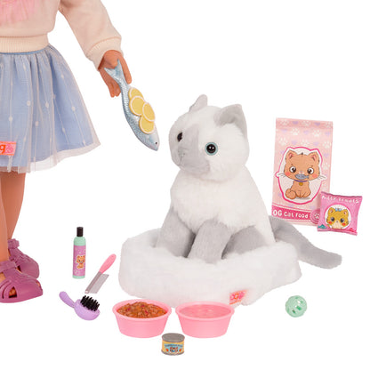 Our Generation Feline Fabulous Pet Bed & Play Food Accessory Set for 18" Dolls