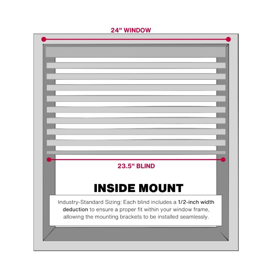 Cordless Faux Wood Blinds, 24" Wide x 36" Long, Smooth, Snow White,