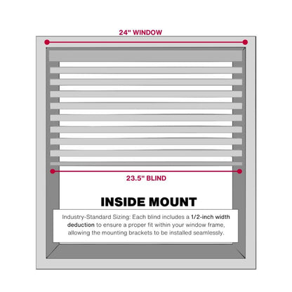 Cordless Faux Wood Blinds, 24" Wide x 36" Long, Smooth, Snow White,