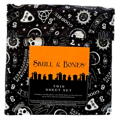 3pc Skull & Bones Halloween Ouija Board TWIN Sheet Set Psychic Palm Celestial