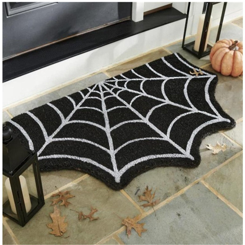 Halloween Doormat Spider Web Spooky Gothic Halloween Coir Outdoor Door Mat 18"x30"