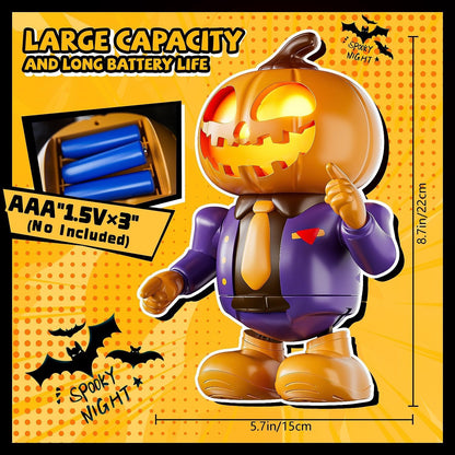 Halloween Pumpkin Dancing Robot Plays Spooky Music and Lights Up Eyes