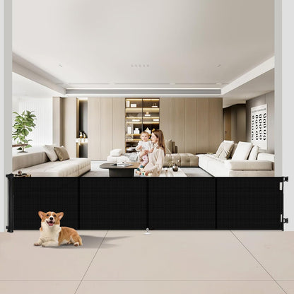 New Retractable Baby / Pet Gate Extra Wide Reinforced 34" x 200" Indoor Outdoor 16FT Garage Gate