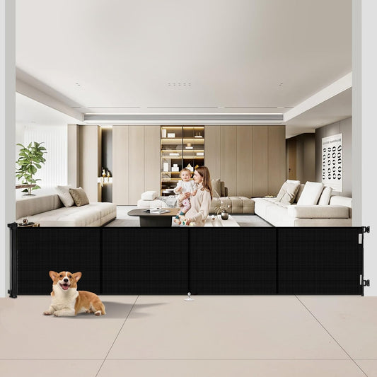 New Retractable Baby / Pet Gate Extra Wide Reinforced 34" x 200" Indoor Outdoor 16FT Garage Gate