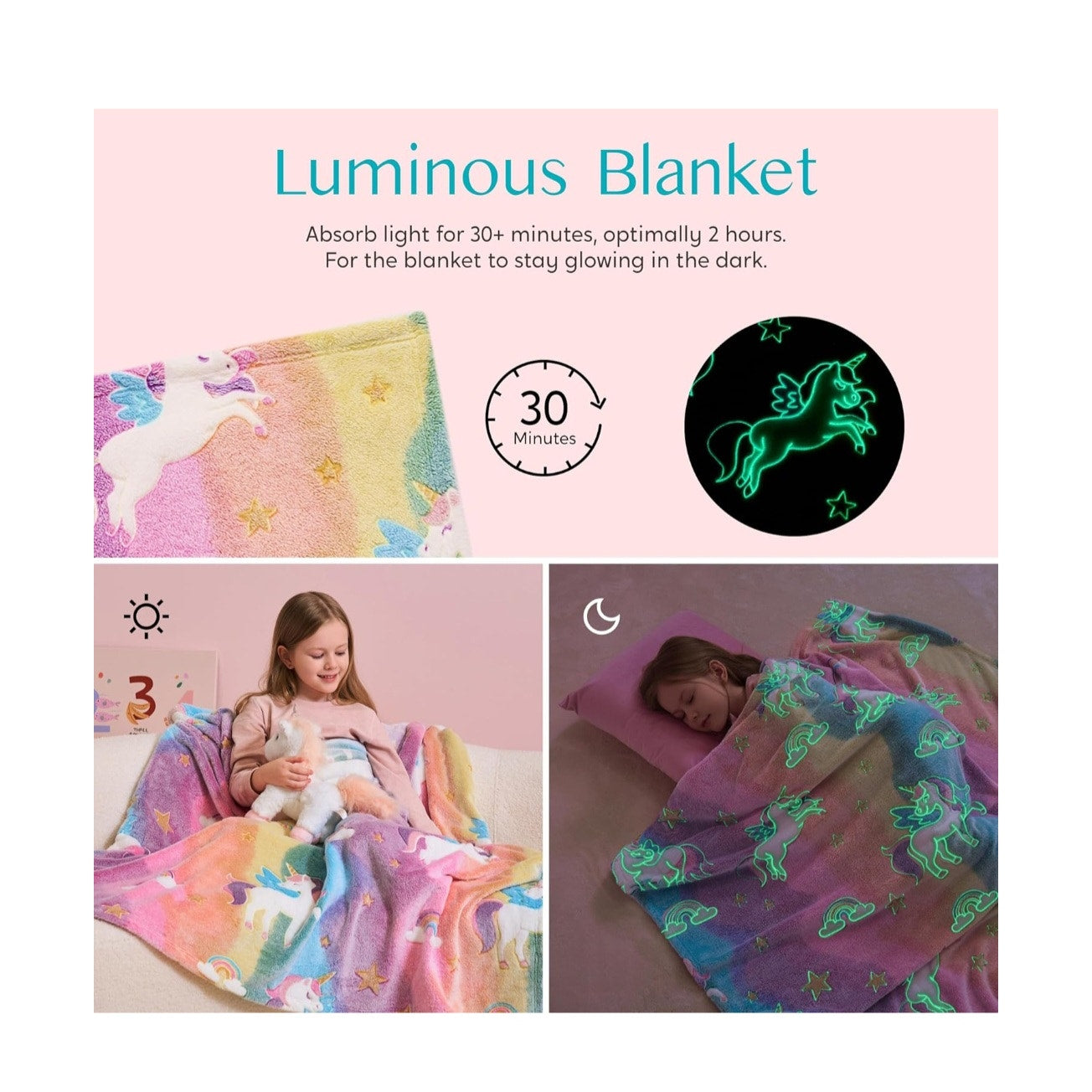 Glow in The Dark unicorn Blanket