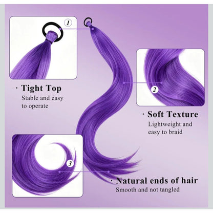 New Set of Two 26" Purple Hair Extensions Clip In - Great for Halloween