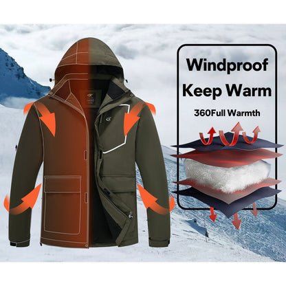 Men's Waterproof Ski Jacket Size L Large Green