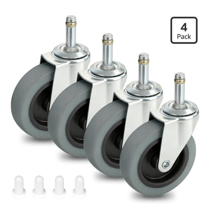 4 in, 7/16-Inch Stem Diameter Swivel Rubber Casters