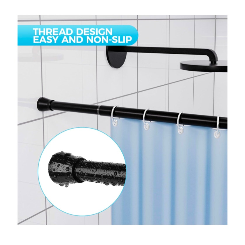 Spring Tension Rod Shower Curtain Rod 30 to 64 Inches 2 pack