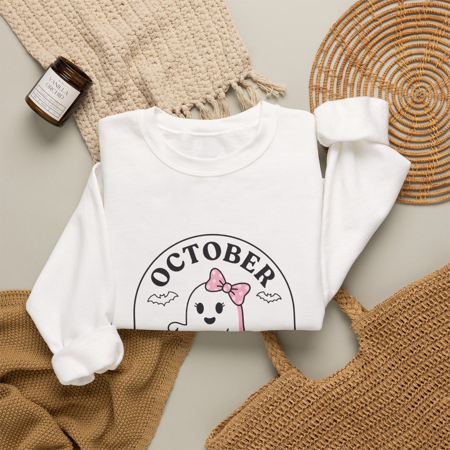 Pink Boo Crew Breast Cancer Awareness Sweatshirt | October Ribbon
