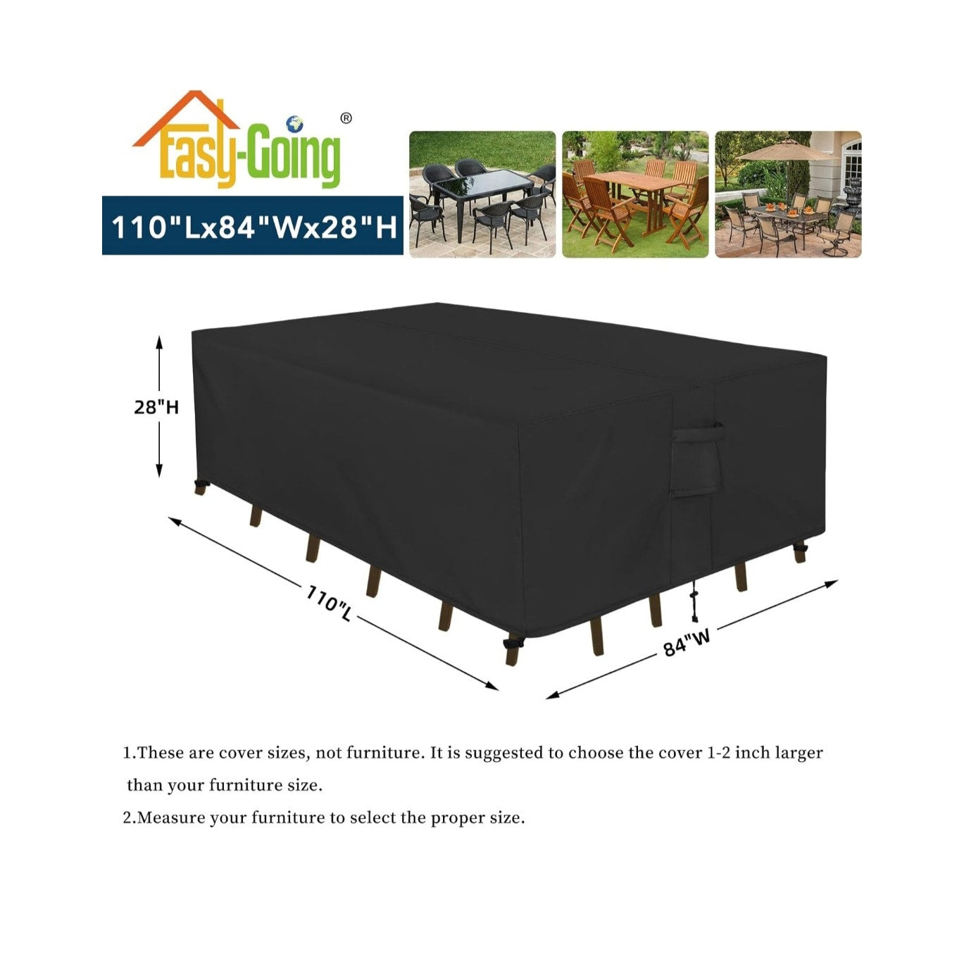 New Waterproof Patio Furniture Cover - Black