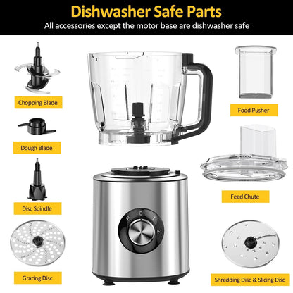 6-in-1 Food Processor, 10 Cup 1000W Electric Vegetable Chopper, Multifunc
