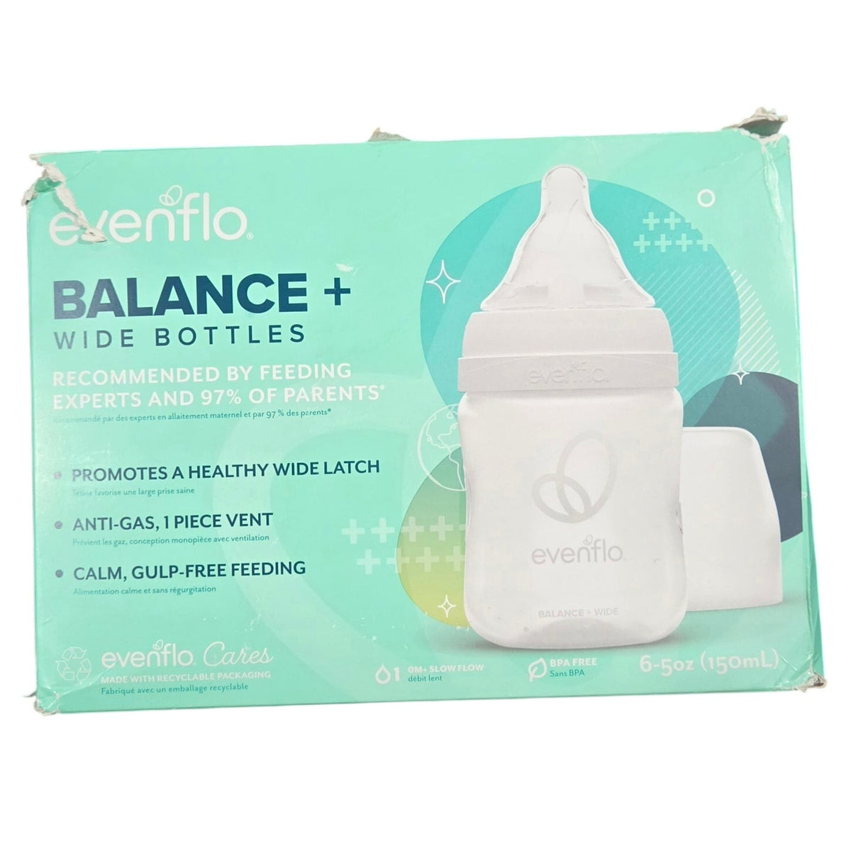 Set of 6 Evenflo Feeding Premium Proflo Venting Balance Plus Wide Baby Bottles
