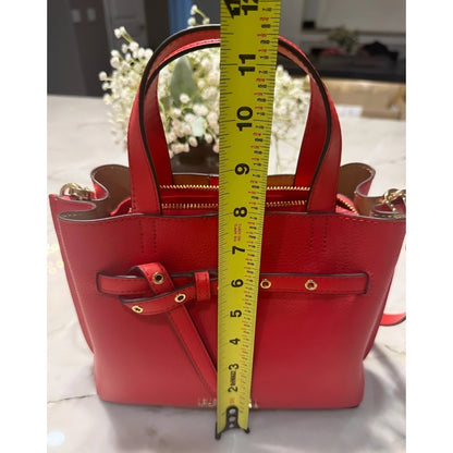 NEW Michael Kors Emilia Small Belted Satchel Red Pebbled Leather Crossbody Bag