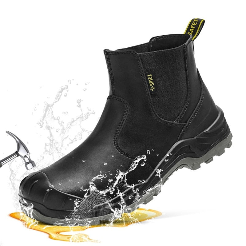 SPIEZ Men's Steel Toe Chelsea Work Boots 10.5 Waterproof Non-Slip 6-Inch Safety