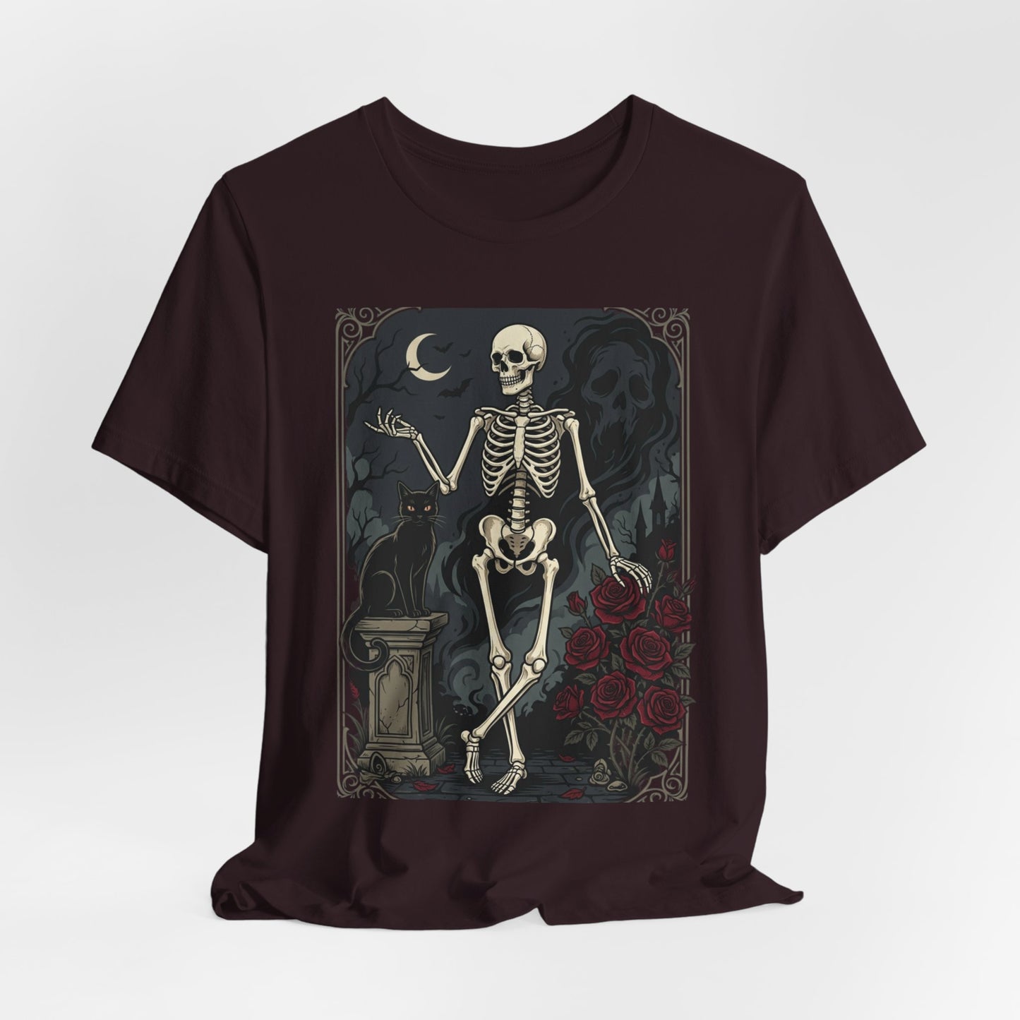 Skeleton Vintage Tarot Tee – Retro Gothic Skull Shirt