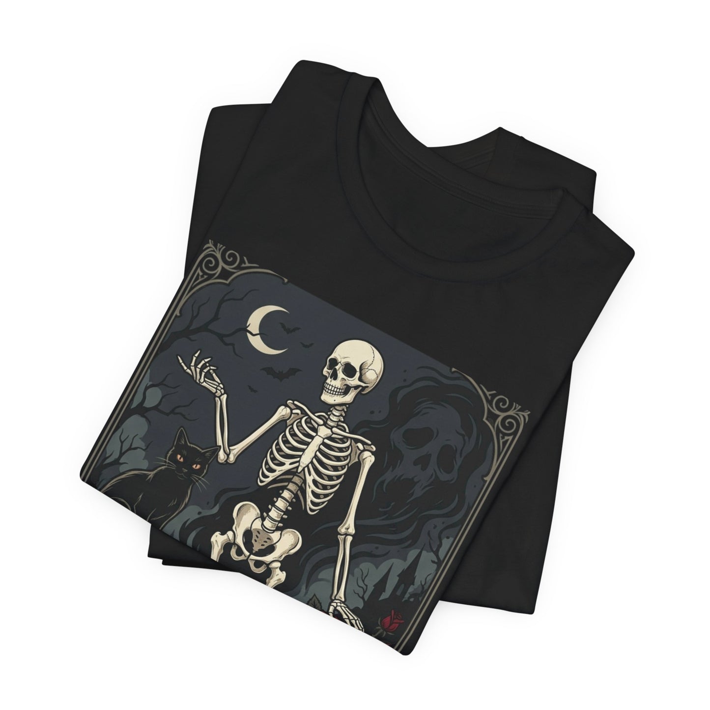 Skeleton Vintage Tarot Tee – Retro Gothic Skull Shirt