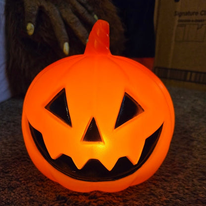 8" Lit Pumpkin Halloween Decor