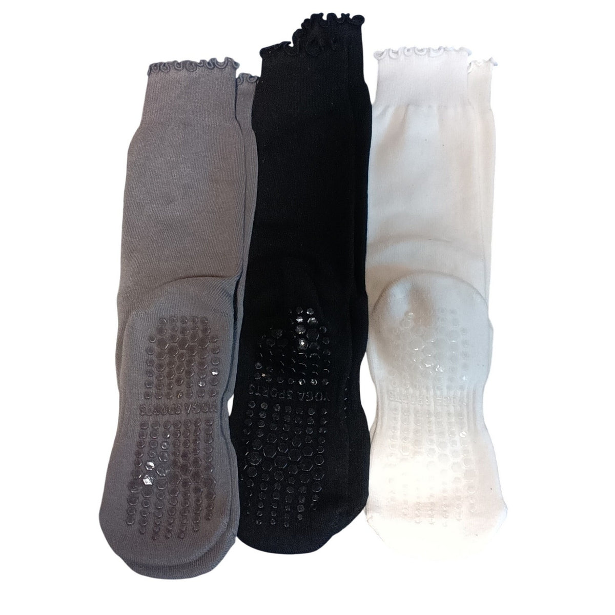 Pilates Socks with Grips for Women, Yoga Non Slip Long Socks Set of 3