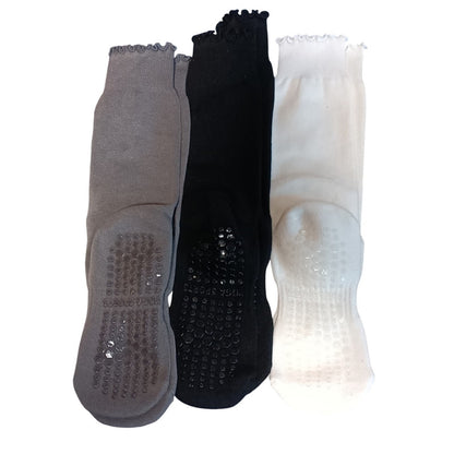 Pilates Socks with Grips for Women, Yoga Non Slip Long Socks Set of 3