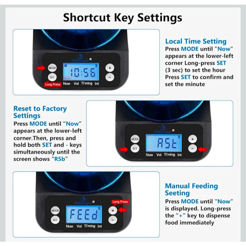 Fishkeeper Automatic Fish Feeder for Aquarium, Rechargeable Auto Dispenser