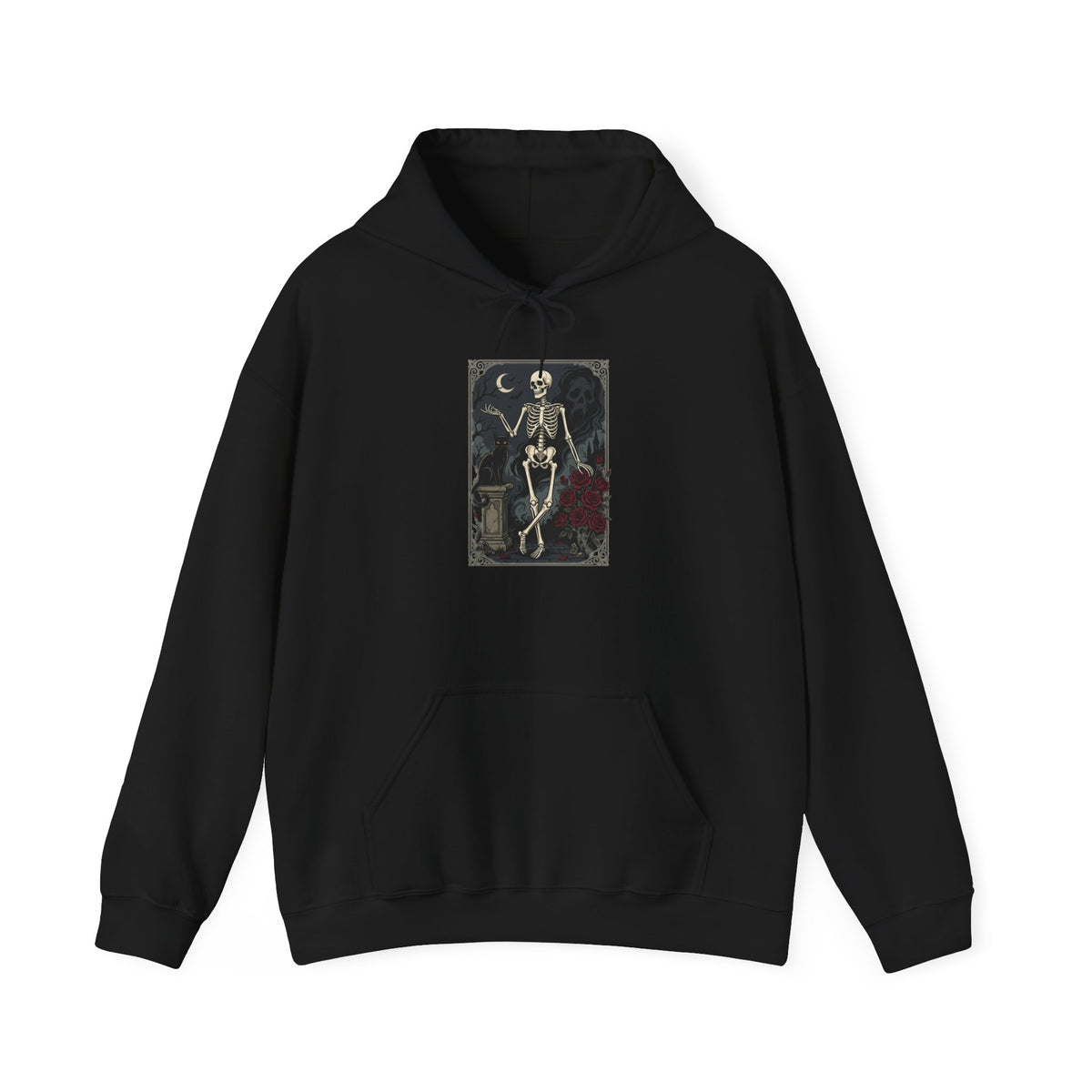 Gothic Skeleton Art Hoodie — Vintage Memento Mori Skull Design