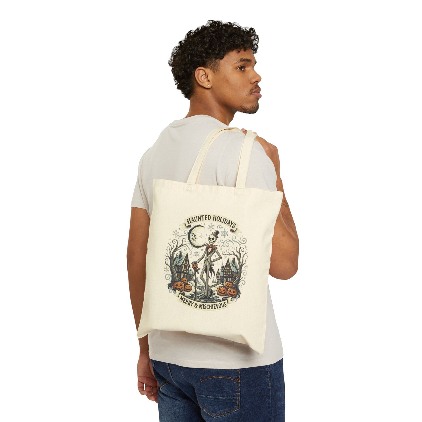 Vintage Botanical Crest Tote Bag | Floral Wreath Illustration