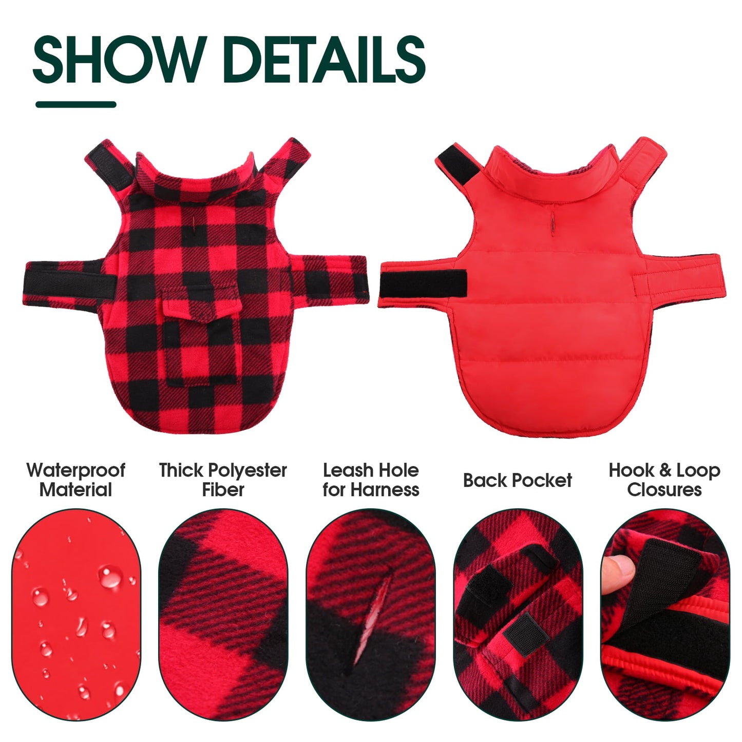 British Style Plaid Dog Winter Coat Size Small S