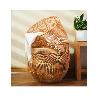 Set Of 2 Large Woven Blanket Baskets