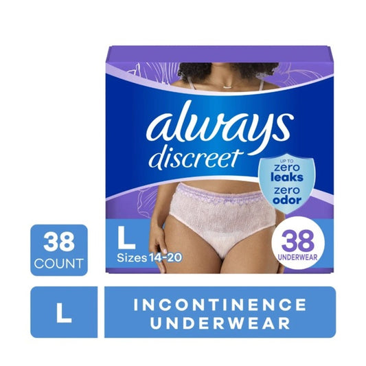 Always Rosy Womens Discreet Boutique Underwear Maximum Protection Large 76 Count -2 Packs of 38)